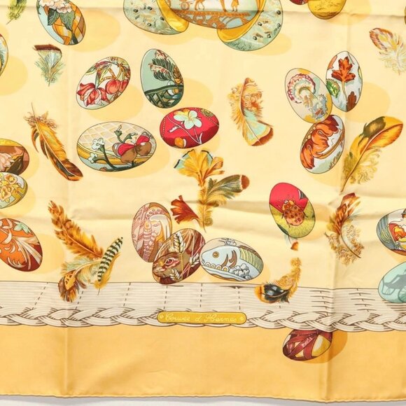 HERMES Carre 90 Scarf ""COUVEE D'HERMES"" Silk Yellow Auth 139210 - Picture 6 of 14